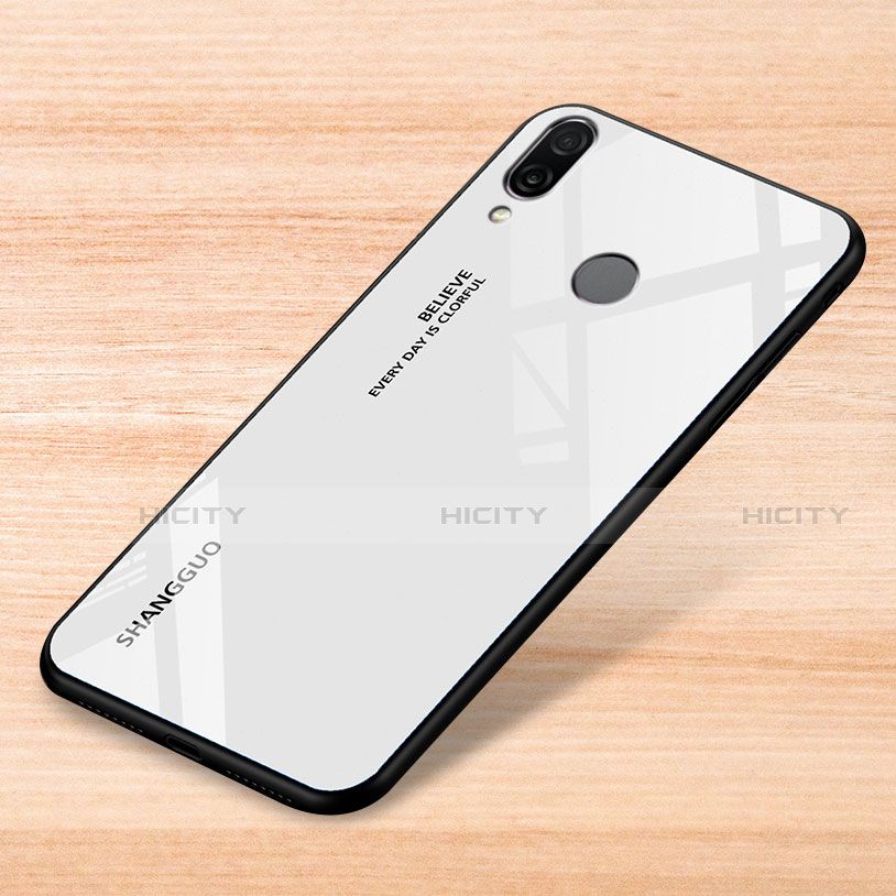 Custodia Silicone Specchio Laterale Sfumato Arcobaleno Cover per Xiaomi Redmi Note 7 Pro Bianco