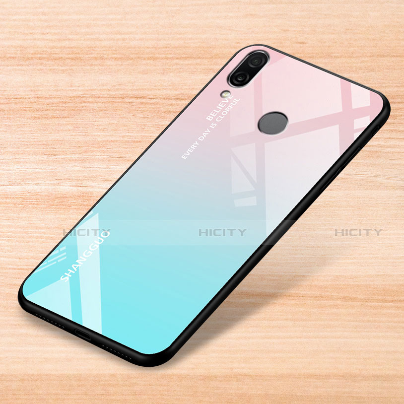 Custodia Silicone Specchio Laterale Sfumato Arcobaleno Cover per Xiaomi Redmi Note 7 Pro Cielo Blu