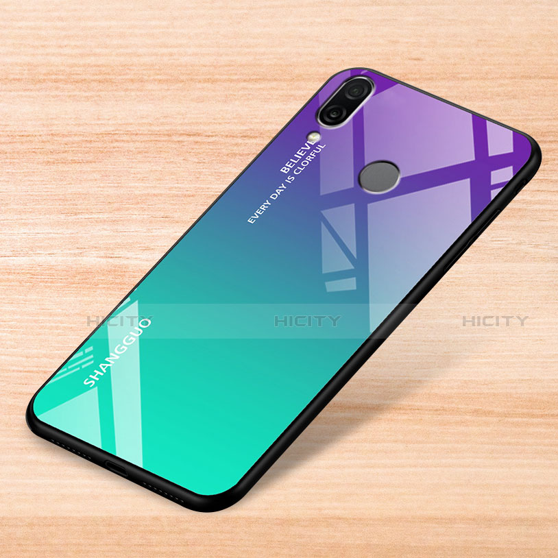 Custodia Silicone Specchio Laterale Sfumato Arcobaleno Cover per Xiaomi Redmi Note 7 Pro Verde