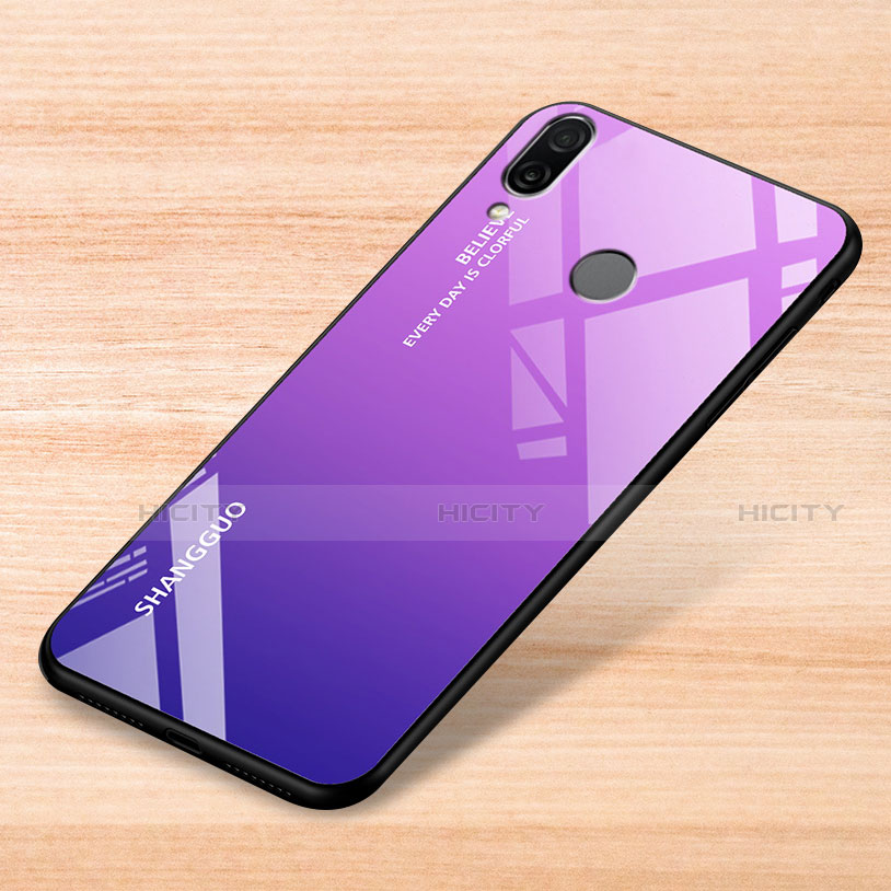 Custodia Silicone Specchio Laterale Sfumato Arcobaleno Cover per Xiaomi Redmi Note 7 Pro Viola