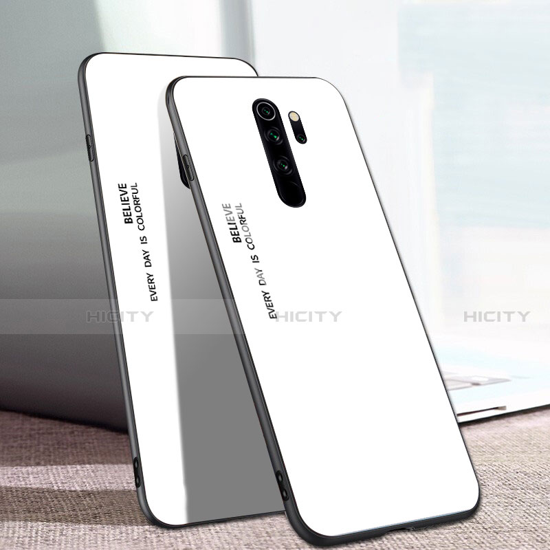 Custodia Silicone Specchio Laterale Sfumato Arcobaleno Cover per Xiaomi Redmi Note 8 Pro Bianco