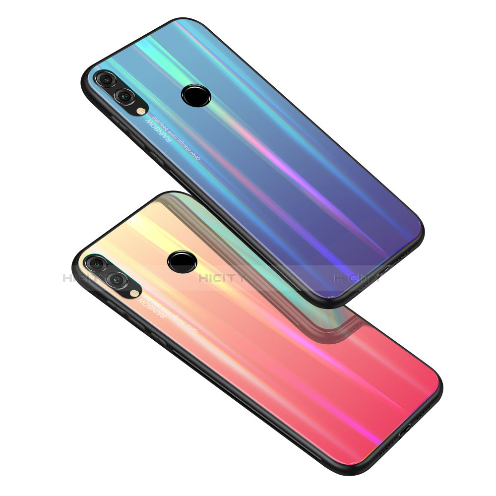 Custodia Silicone Specchio Laterale Sfumato Arcobaleno Cover R01 per Huawei Honor 8X