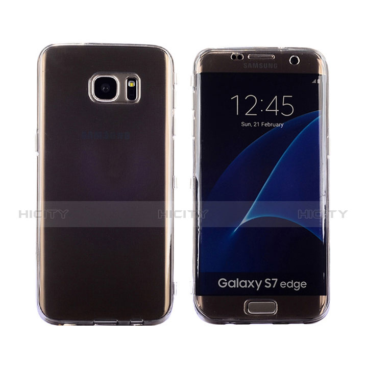 Custodia Silicone Trasparente A Flip Morbida Cover per Samsung Galaxy S7 Edge G935F Grigio