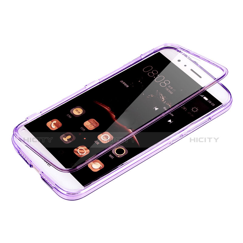 Custodia Silicone Trasparente A Flip Morbida per Huawei G7 Plus Viola