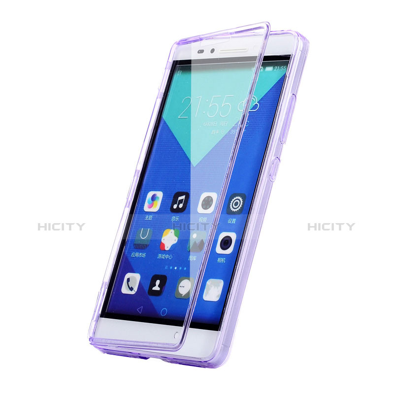 Custodia Silicone Trasparente A Flip Morbida per Huawei Honor 7 Dual SIM Viola