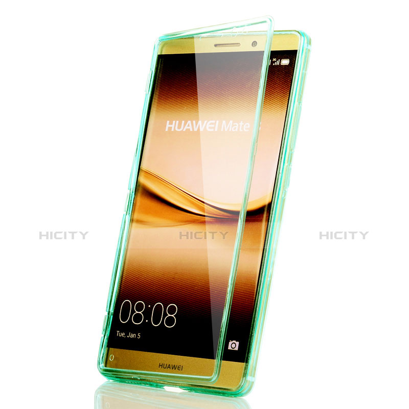 Custodia Silicone Trasparente A Flip Morbida per Huawei Mate 8 Verde
