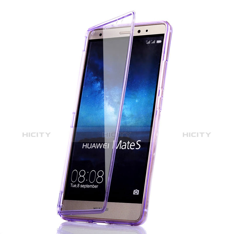 Custodia Silicone Trasparente A Flip Morbida per Huawei Mate S Viola