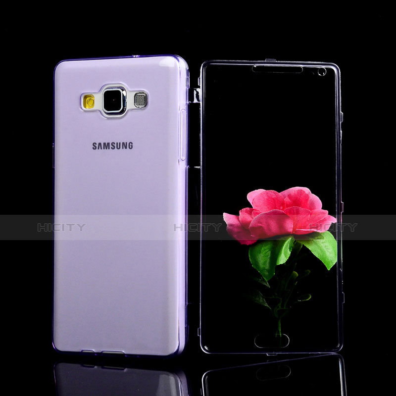 Custodia Silicone Trasparente A Flip Morbida per Samsung Galaxy A5 Duos SM-500F Viola