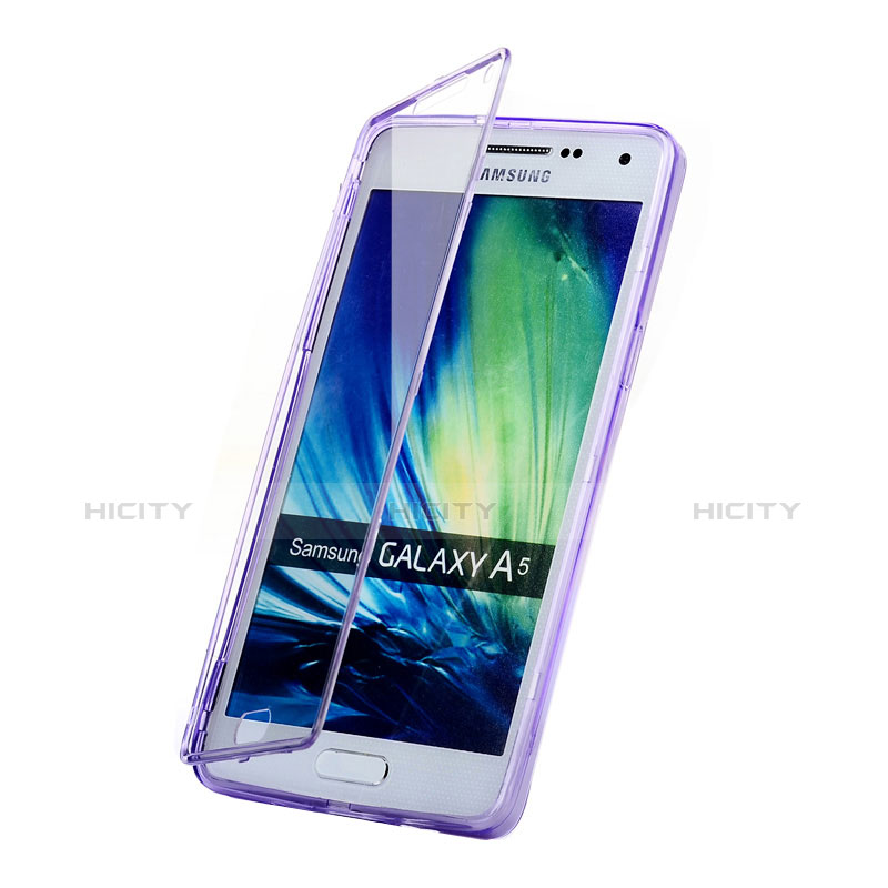 Custodia Silicone Trasparente A Flip Morbida per Samsung Galaxy A5 SM-500F Viola