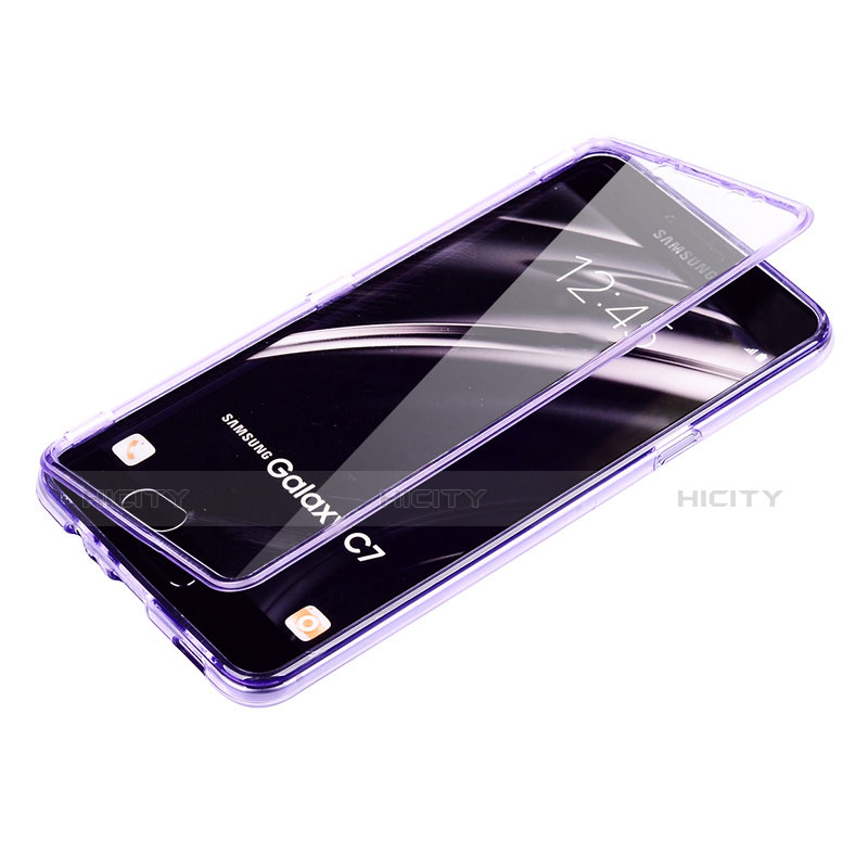 Custodia Silicone Trasparente A Flip Morbida per Samsung Galaxy C5 SM-C5000 Viola