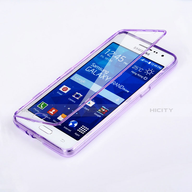 Custodia Silicone Trasparente A Flip Morbida per Samsung Galaxy Grand Prime SM-G530H Viola