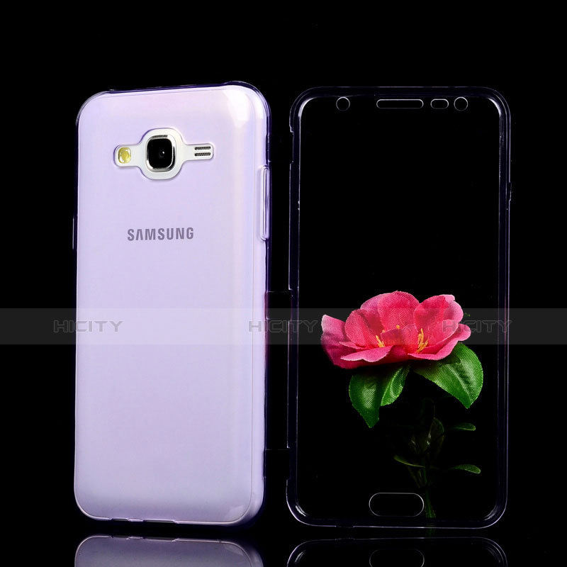 Custodia Silicone Trasparente A Flip Morbida per Samsung Galaxy J5 SM-J500F Viola