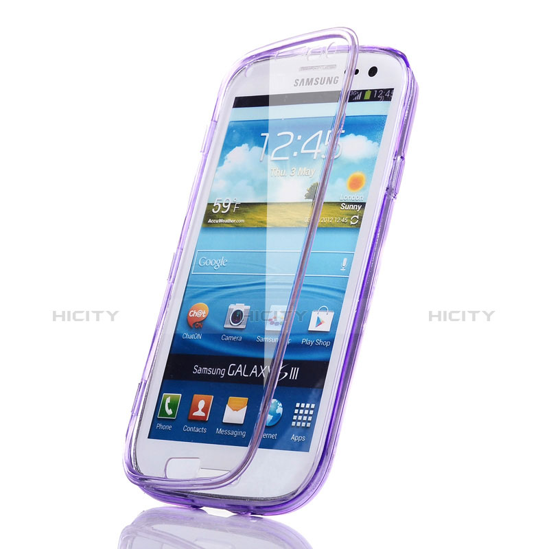 Custodia Silicone Trasparente A Flip Morbida per Samsung Galaxy S3 i9300 Viola