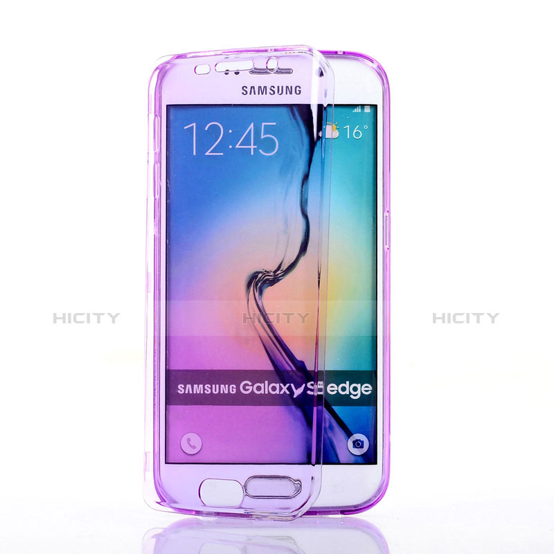 Custodia Silicone Trasparente A Flip Morbida per Samsung Galaxy S6 Edge SM-G925 Viola
