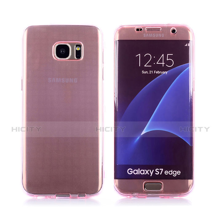 Custodia Silicone Trasparente A Flip Morbida per Samsung Galaxy S7 Edge G935F Viola