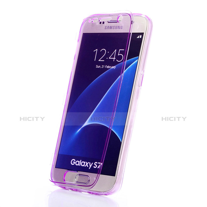 Custodia Silicone Trasparente A Flip Morbida per Samsung Galaxy S7 G930F G930FD Viola