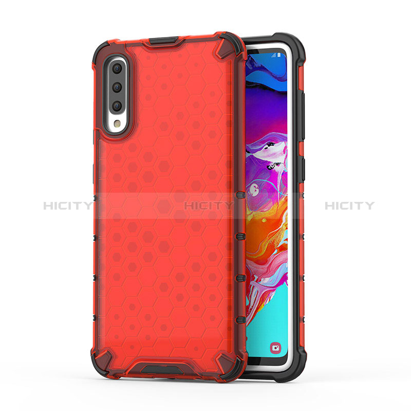 Custodia Silicone Trasparente Laterale 360 Gradi Cover AM1 per Samsung Galaxy A70S Rosso