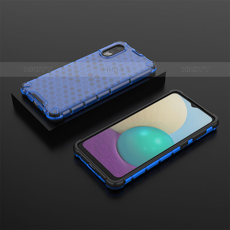 Custodia Silicone Trasparente Laterale 360 Gradi Cover AM1 per Samsung Galaxy M02 Blu
