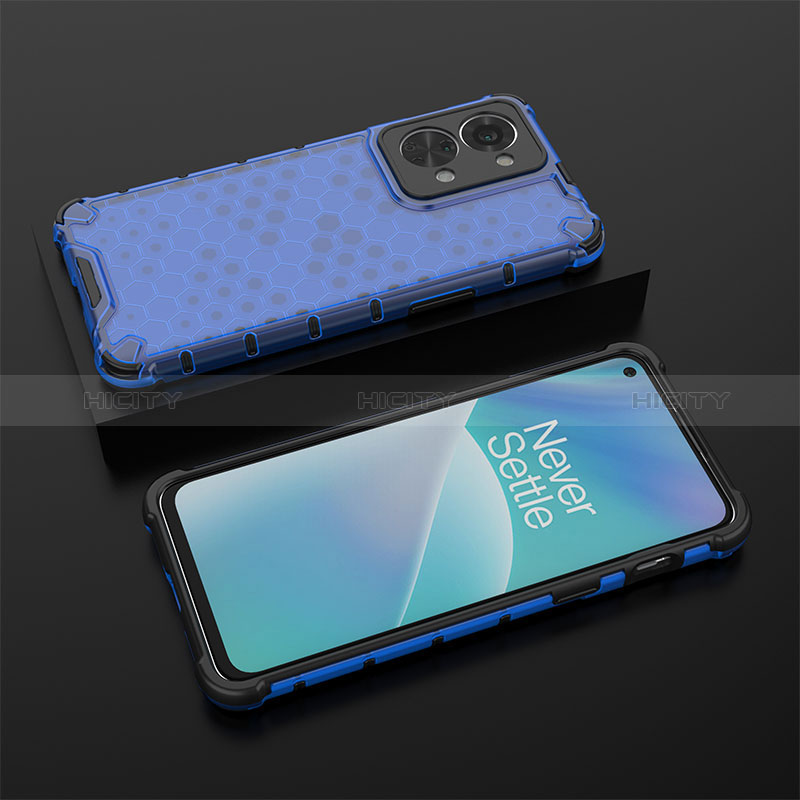 Custodia Silicone Trasparente Laterale 360 Gradi Cover AM2 per OnePlus Nord 2T 5G Blu