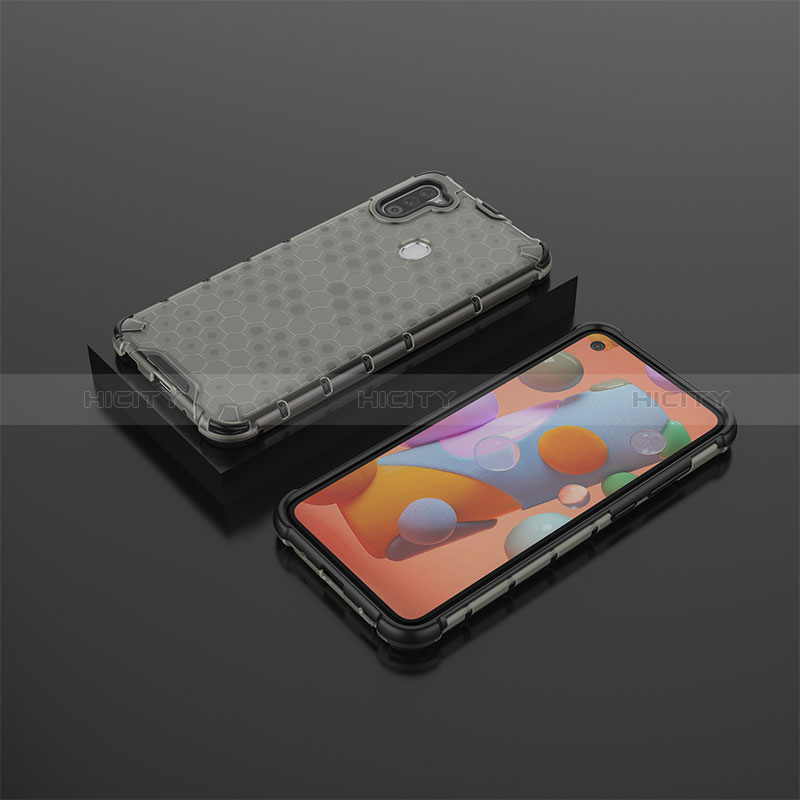 Custodia Silicone Trasparente Laterale 360 Gradi Cover AM2 per Samsung Galaxy A11 Nero