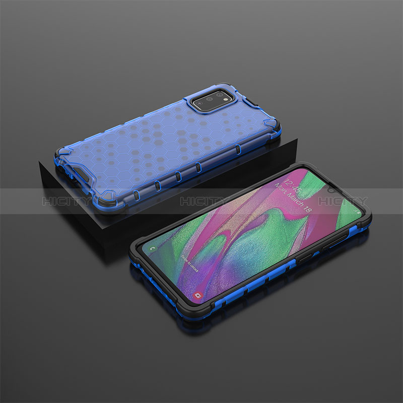 Custodia Silicone Trasparente Laterale 360 Gradi Cover AM2 per Samsung Galaxy A41 Blu