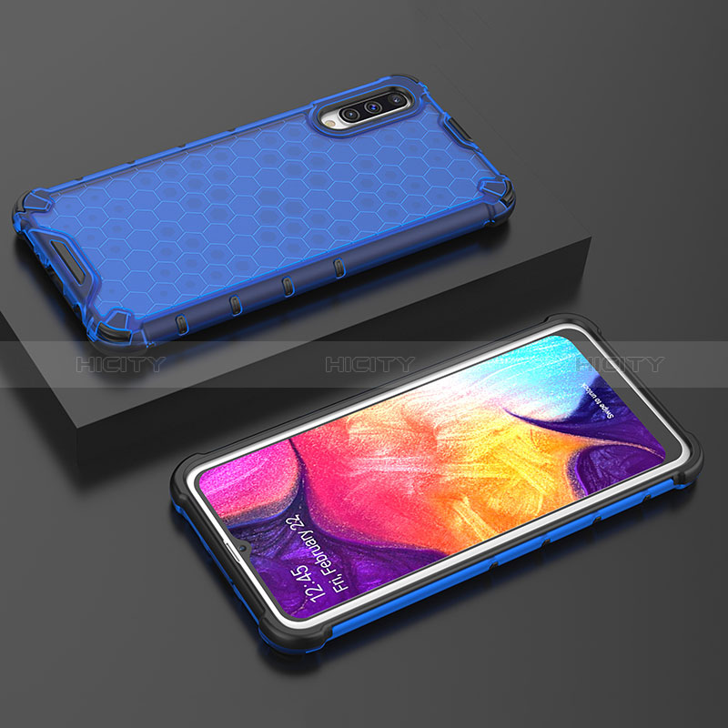 Custodia Silicone Trasparente Laterale 360 Gradi Cover AM2 per Samsung Galaxy A50 Blu