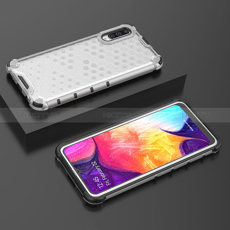 Custodia Silicone Trasparente Laterale 360 Gradi Cover AM2 per Samsung Galaxy A50S Bianco