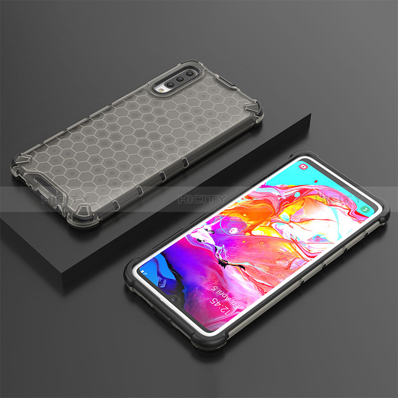 Custodia Silicone Trasparente Laterale 360 Gradi Cover AM2 per Samsung Galaxy A70 Nero