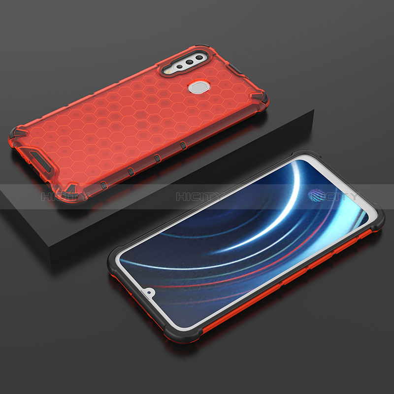 Custodia Silicone Trasparente Laterale 360 Gradi Cover AM2 per Samsung Galaxy M30 Rosso