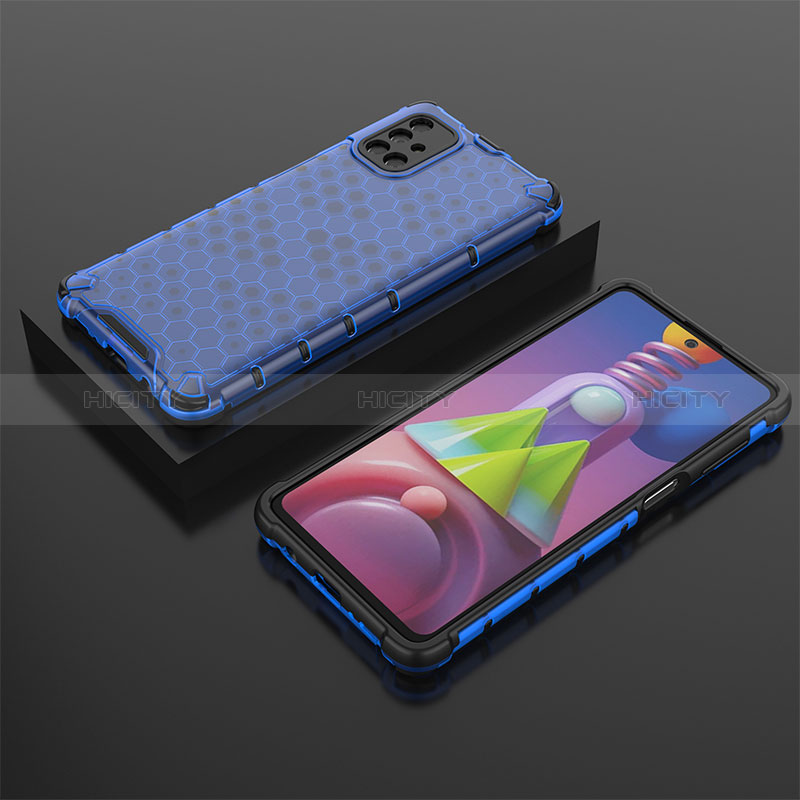 Custodia Silicone Trasparente Laterale 360 Gradi Cover AM2 per Samsung Galaxy M51 Blu
