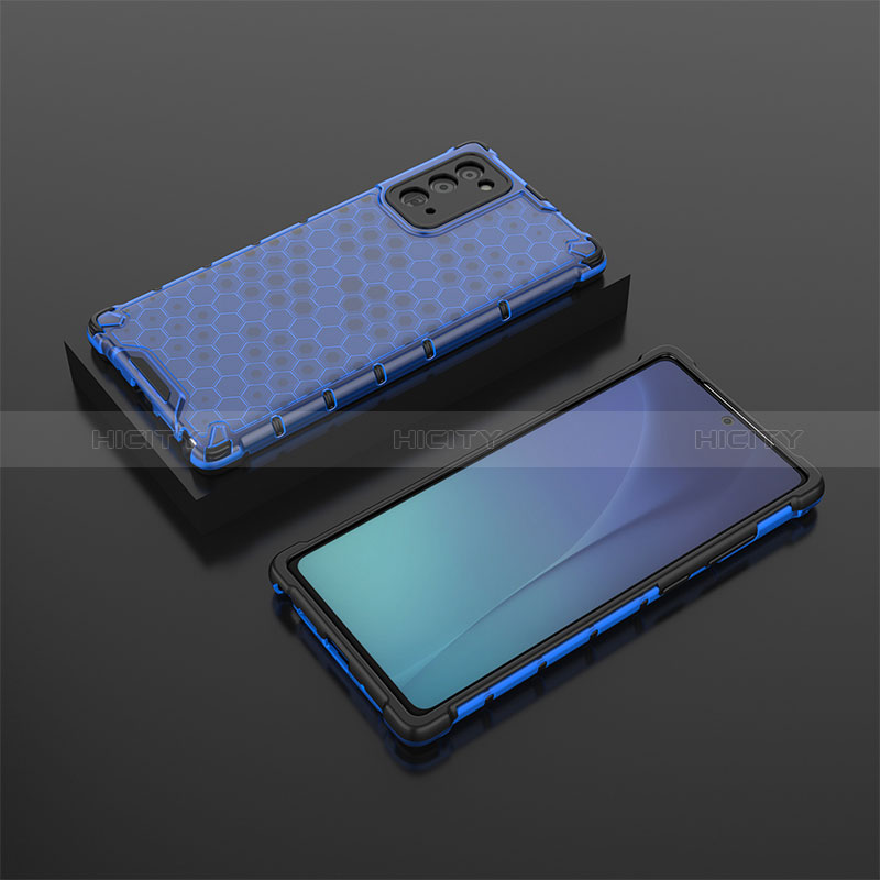 Custodia Silicone Trasparente Laterale 360 Gradi Cover AM2 per Samsung Galaxy Note 20 5G Blu