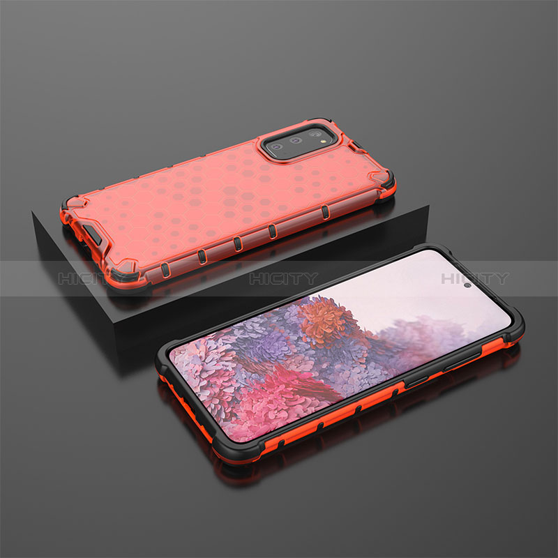 Custodia Silicone Trasparente Laterale 360 Gradi Cover AM2 per Samsung Galaxy S20 5G Rosso