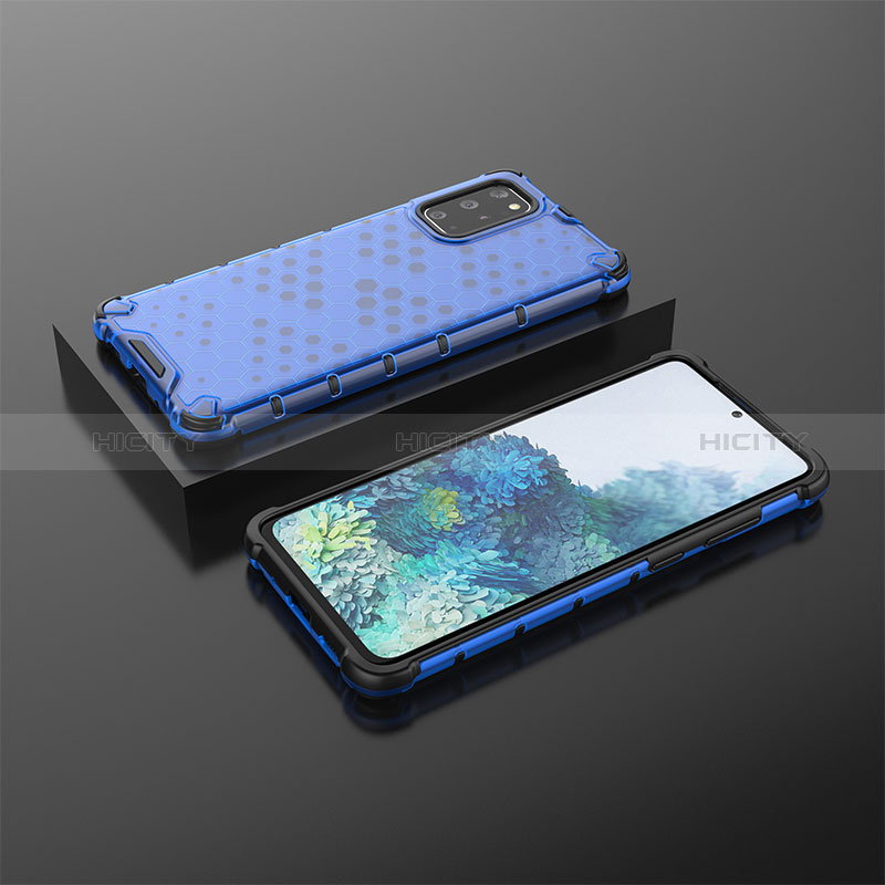 Custodia Silicone Trasparente Laterale 360 Gradi Cover AM2 per Samsung Galaxy S20 Plus 5G Blu
