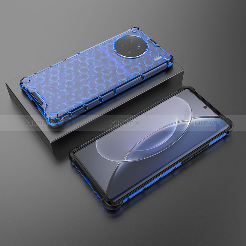Custodia Silicone Trasparente Laterale 360 Gradi Cover AM2 per Vivo X90 5G Blu