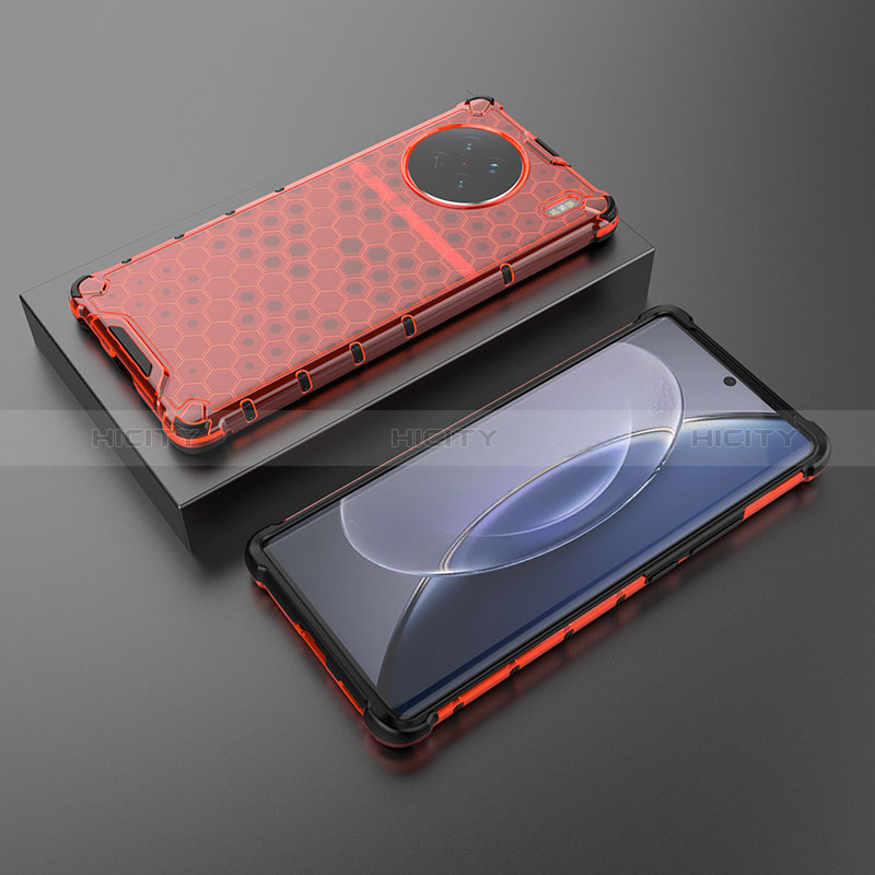 Custodia Silicone Trasparente Laterale 360 Gradi Cover AM2 per Vivo X90 5G Rosso
