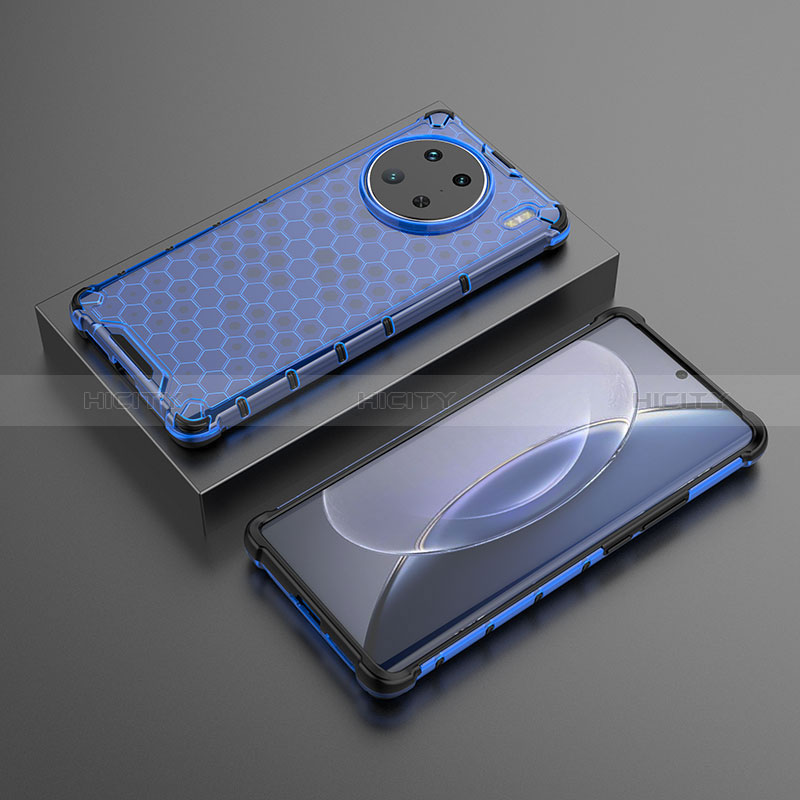 Custodia Silicone Trasparente Laterale 360 Gradi Cover AM2 per Vivo X90 Pro 5G Blu