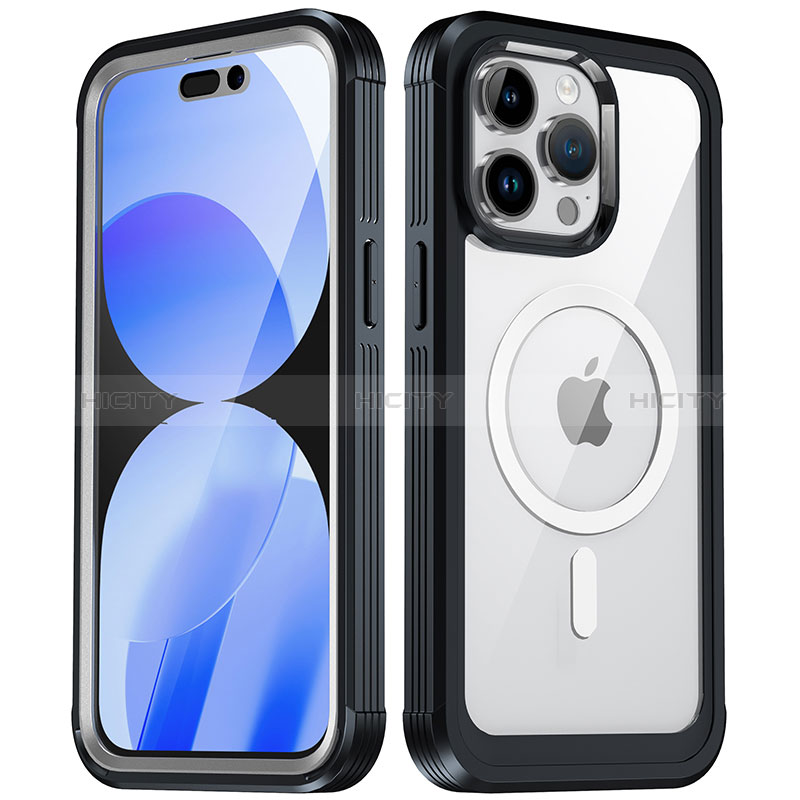 Custodia Silicone Trasparente Laterale 360 Gradi Cover con Mag-Safe Magnetic AC1 per Apple iPhone 15 Pro Max