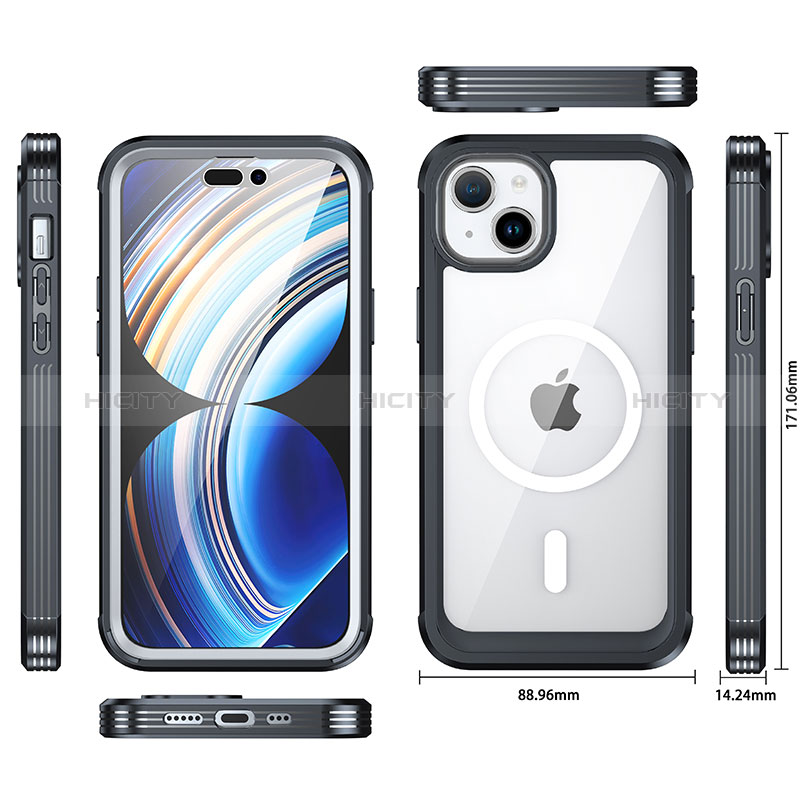 Custodia Silicone Trasparente Laterale 360 Gradi Cover con Mag-Safe Magnetic T01 per Apple iPhone 14