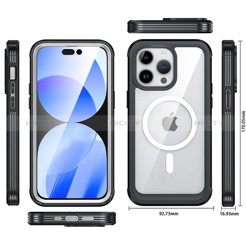 Custodia Silicone Trasparente Laterale 360 Gradi Cover con Mag-Safe Magnetic T01 per Apple iPhone 14 Pro