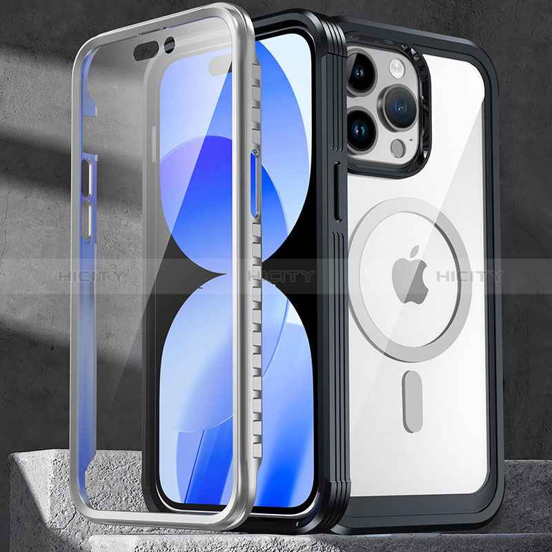 Custodia Silicone Trasparente Laterale 360 Gradi Cover con Mag-Safe Magnetic T01 per Apple iPhone 14 Pro