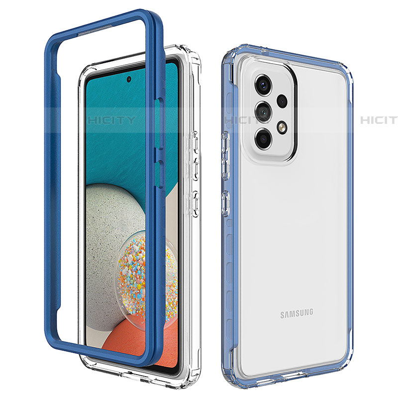Custodia Silicone Trasparente Laterale 360 Gradi Cover JX1 per Samsung Galaxy A53 5G Blu