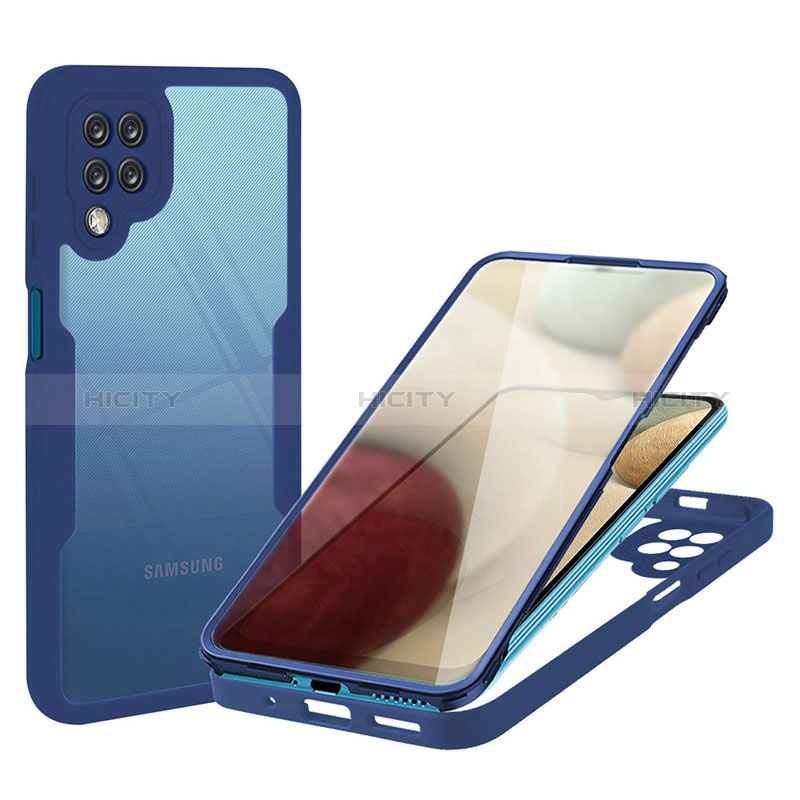 Custodia Silicone Trasparente Laterale 360 Gradi Cover MJ1 per Samsung Galaxy A12 Blu