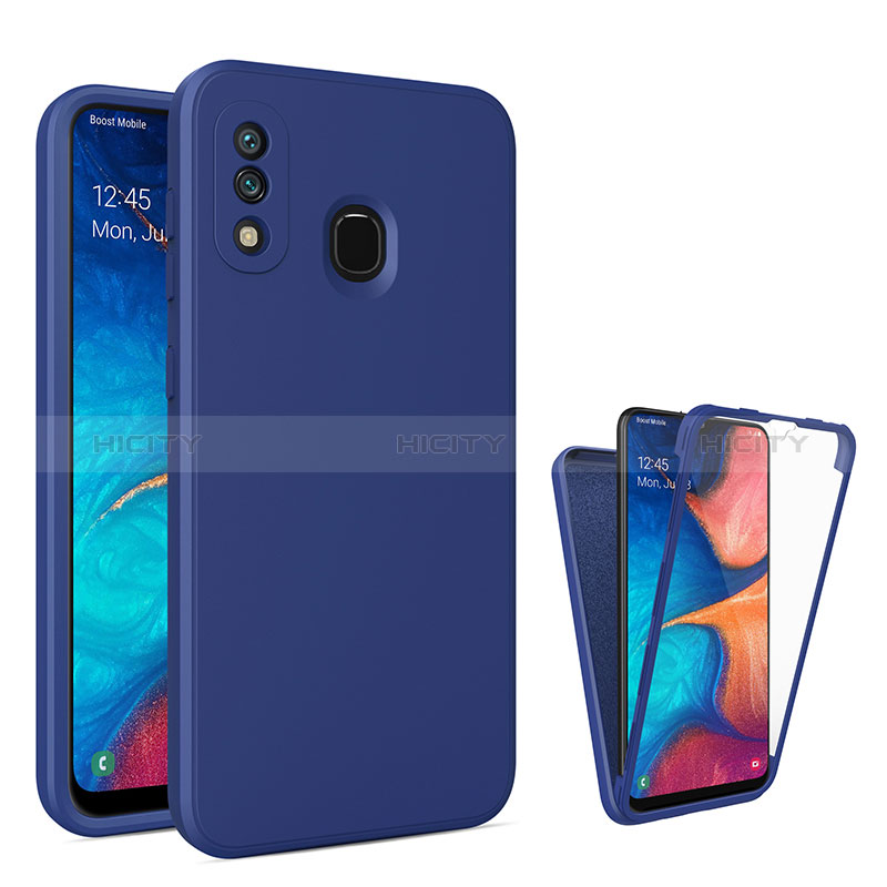 Custodia Silicone Trasparente Laterale 360 Gradi Cover MJ1 per Samsung Galaxy M10S Blu