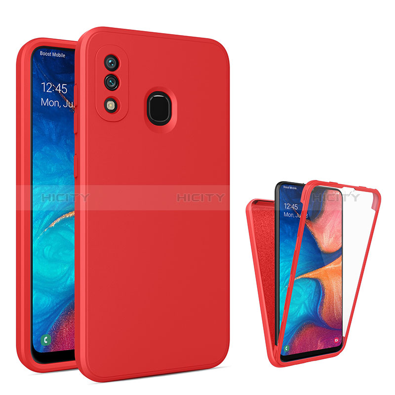 Custodia Silicone Trasparente Laterale 360 Gradi Cover MJ1 per Samsung Galaxy M10S Rosso
