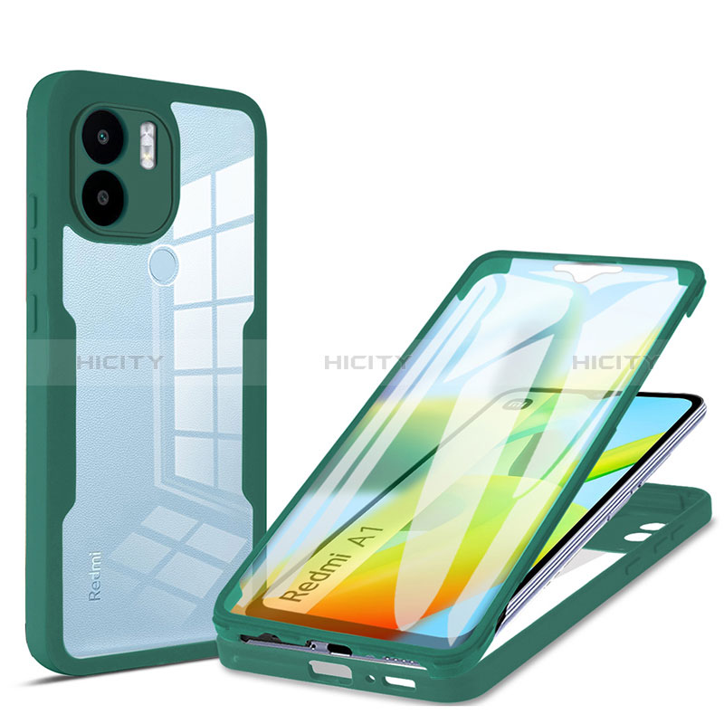 Custodia Silicone Trasparente Laterale 360 Gradi Cover MJ1 per Xiaomi Redmi A2 Plus Verde