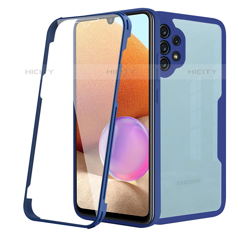Custodia Silicone Trasparente Laterale 360 Gradi Cover MJ2 per Samsung Galaxy M32 5G Blu