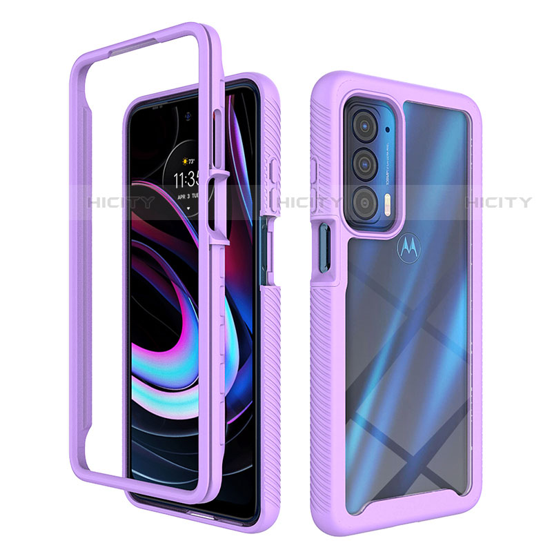 Custodia Silicone Trasparente Laterale 360 Gradi Cover per Motorola Moto Edge (2021) 5G Viola