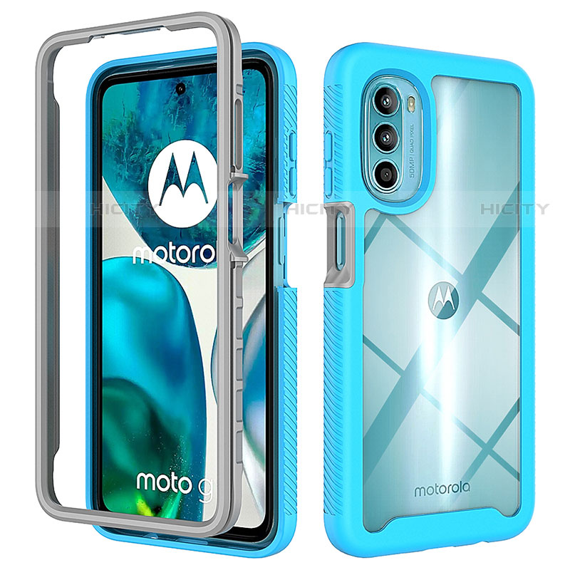 Custodia Silicone Trasparente Laterale 360 Gradi Cover per Motorola Moto Edge (2022) 5G Ciano