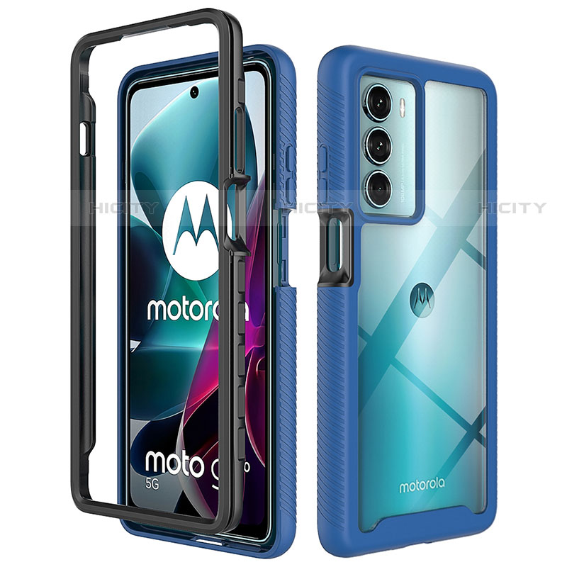 Custodia Silicone Trasparente Laterale 360 Gradi Cover per Motorola Moto Edge S30 5G Blu