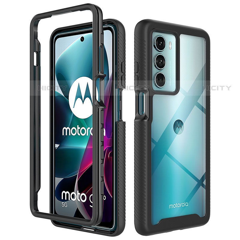 Custodia Silicone Trasparente Laterale 360 Gradi Cover per Motorola Moto Edge S30 5G Nero
